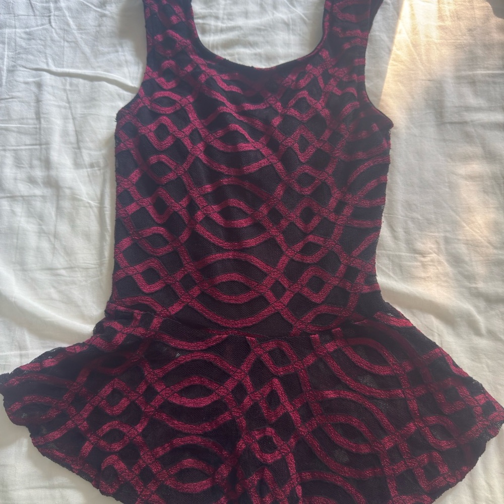 Red and Black Patterned Sleeveless Top